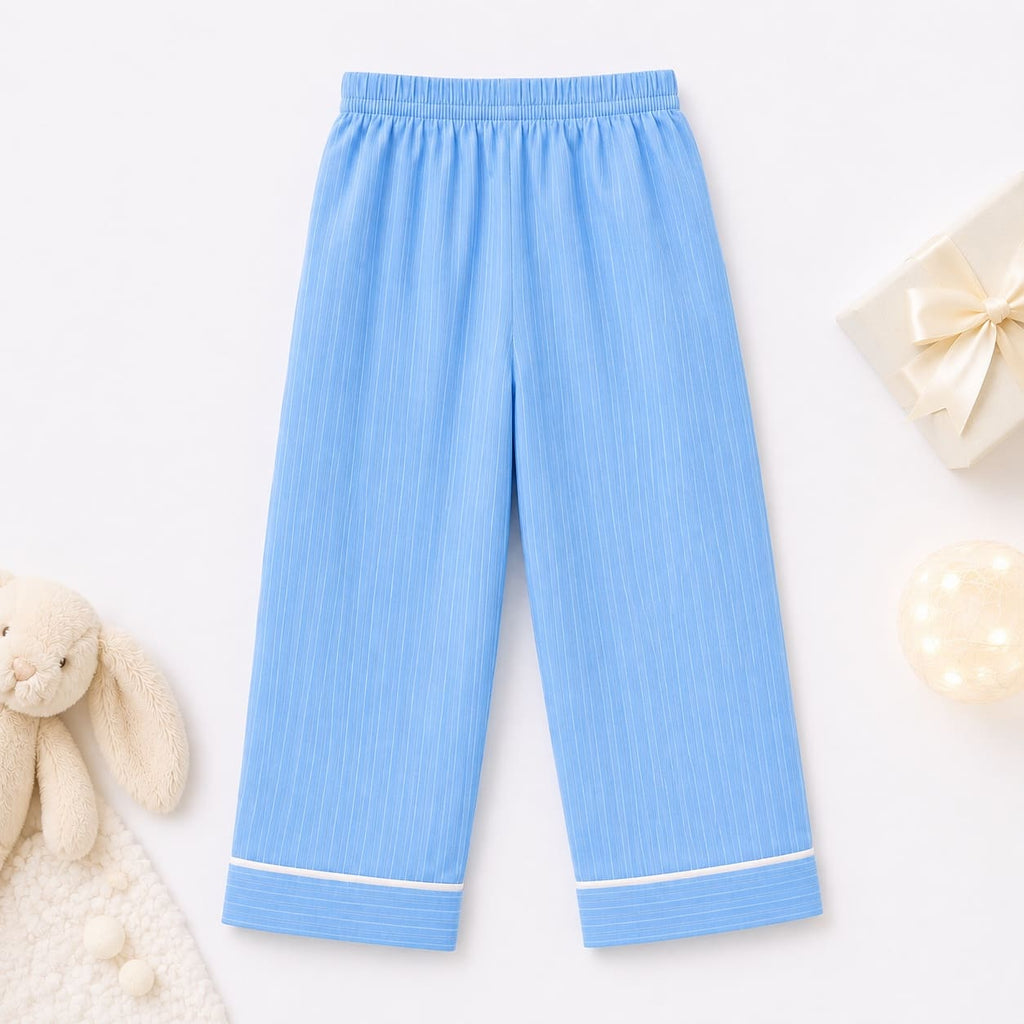 Kids blue solid night suit – side view