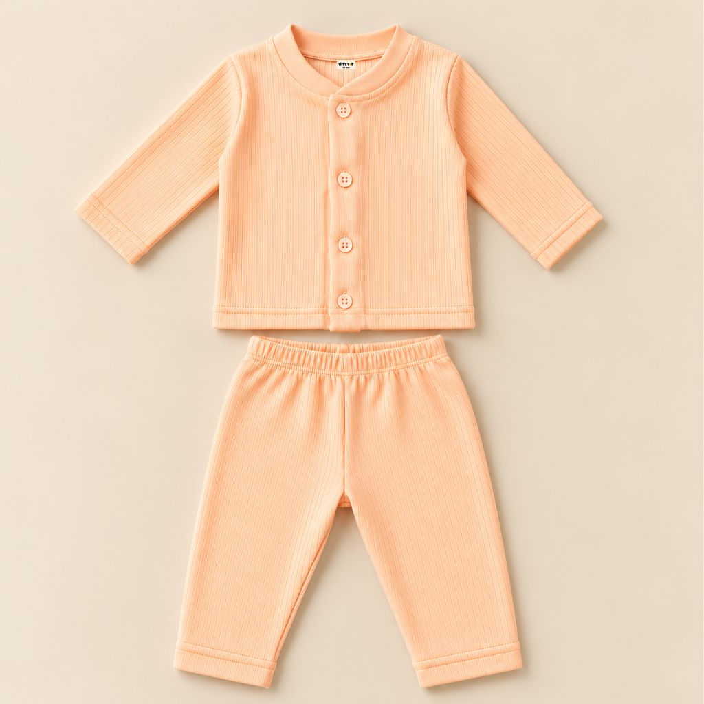 Kids orange ribbed front open thermal innerwear set for babies – Tippy Top